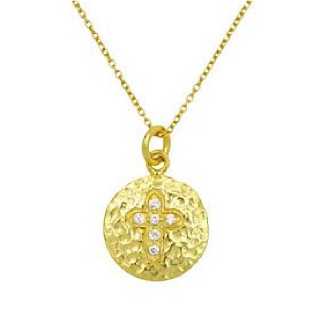 14k Vermeil Cross Medallion Necklace